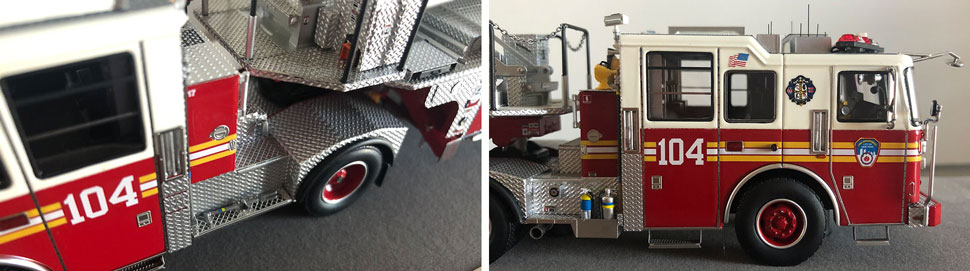 Closeup pictures 7-8 of the FDNY Ladder 104 scale model
