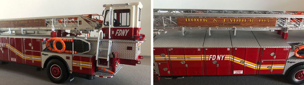 Closeup pictures 9-10 of the FDNY Ladder 104 scale model