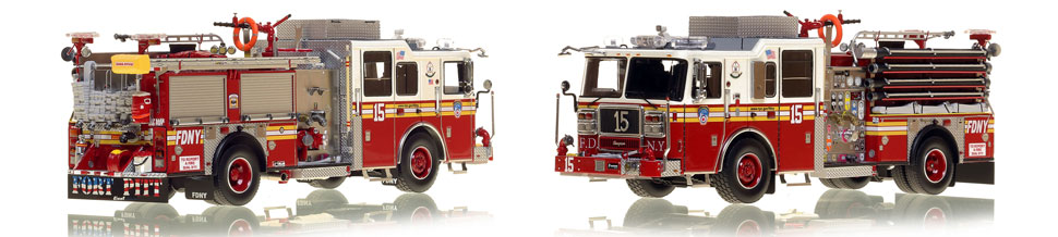 FDNY's Engine 15 scale model is hand-crafted and intricately detailed.