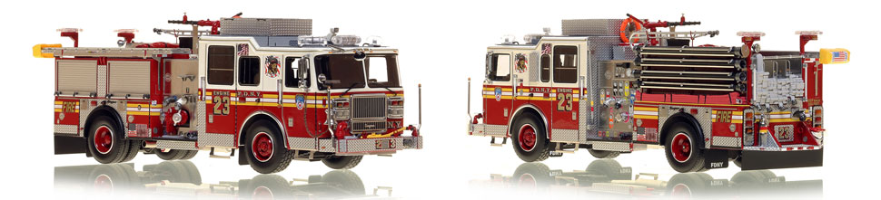 FDNY's Engine 23 scale model is hand-crafted and intricately detailed.