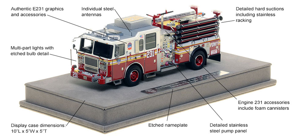Features and Specs of FDNY's Seagrave Engine 231 scale model