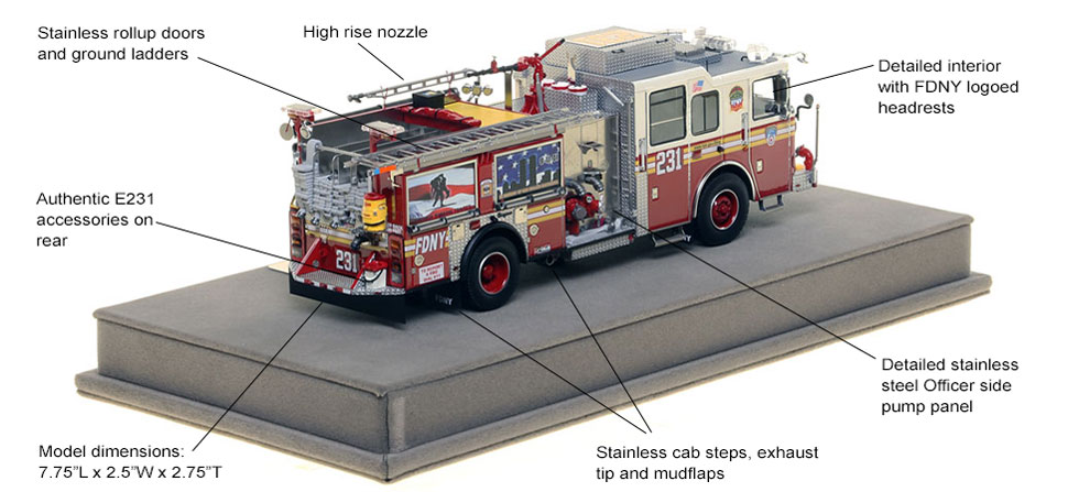 Specs and Features of FDNY's Seagrave Engine 231 scale model