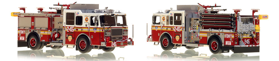 FDNY's Engine 245 scale model is hand-crafted and intricately detailed.