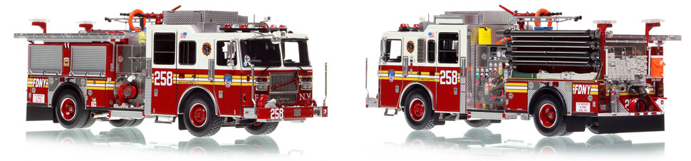 FDNY's Engine 258 scale model is hand-crafted and intricately detailed.