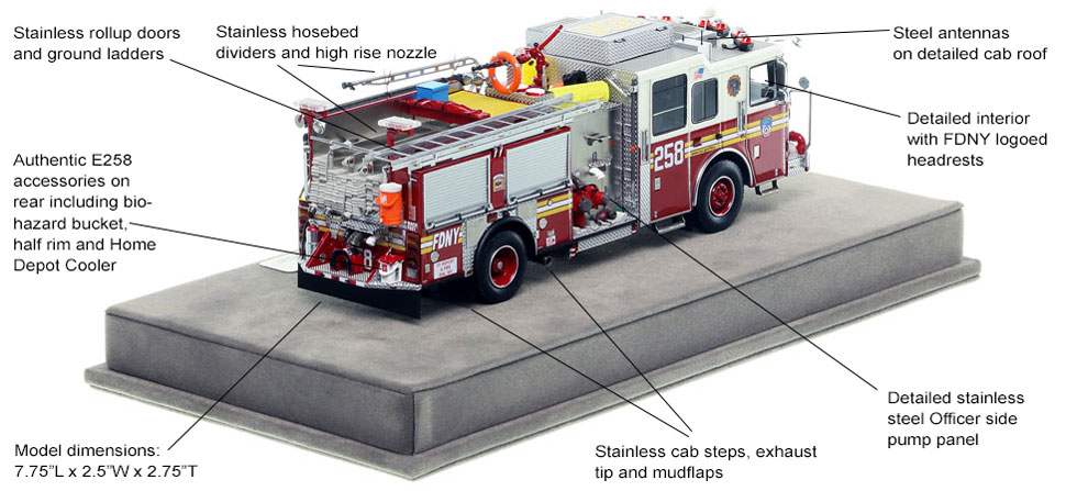 Specs and Features of FDNY's Seagrave Engine 258 scale model