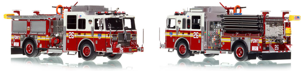 FDNY's Engine 26 scale model is hand-crafted and intricately detailed.