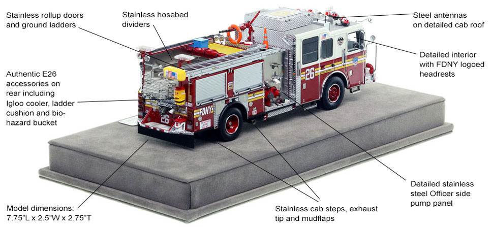 Specs and Features of FDNY's Seagrave Engine 26 scale model