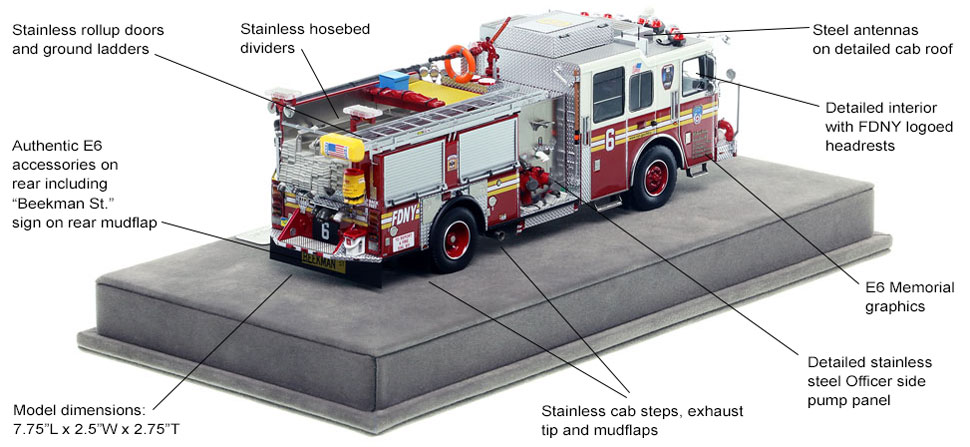 Specs and Features of FDNY's Seagrave Engine 6 scale model