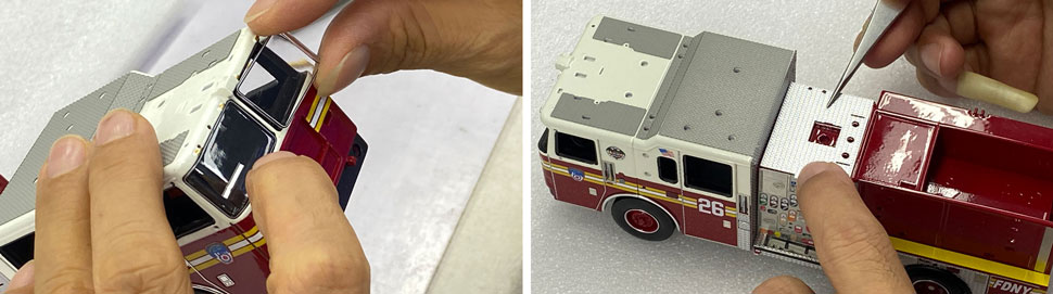 FDNY Seagrave High Pressure Engine scale model assembly pictures 7-8