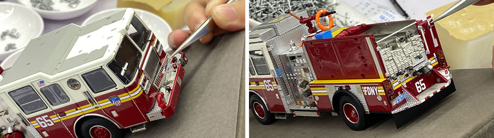FDNY Seagrave High Pressure Engine scale model assembly pictures 11-12
