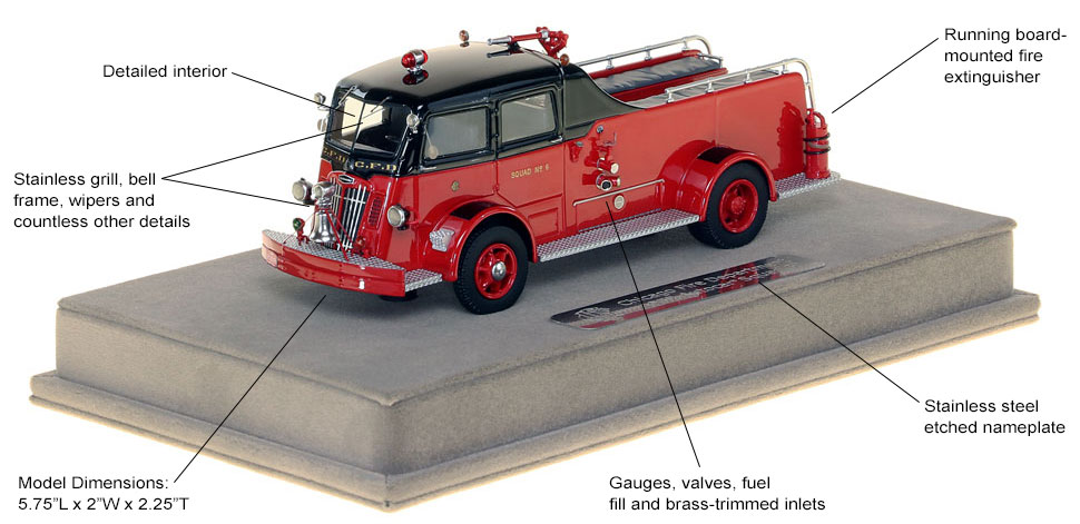 Features and Specs of Chicago's 1952 Autocar Squad 6 scale model