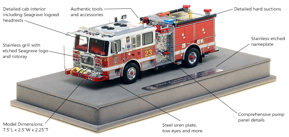 Features and Specs of DC Fire and EMS Engine 23 scale model