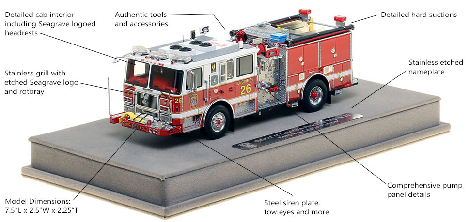 Features and Specs of DC Fire and EMS Engine 26 scale model