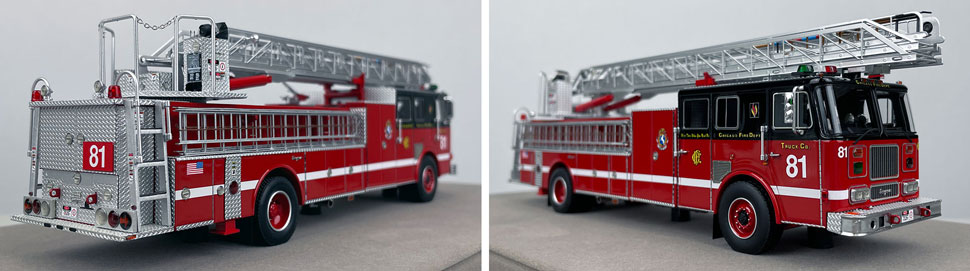 Closeup pics 11-12 of Chicago Fire Department Seagrave Truck 81 scale model