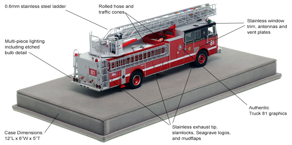 Specs and features of Chicago's Seagrave Truck 81 scale model
