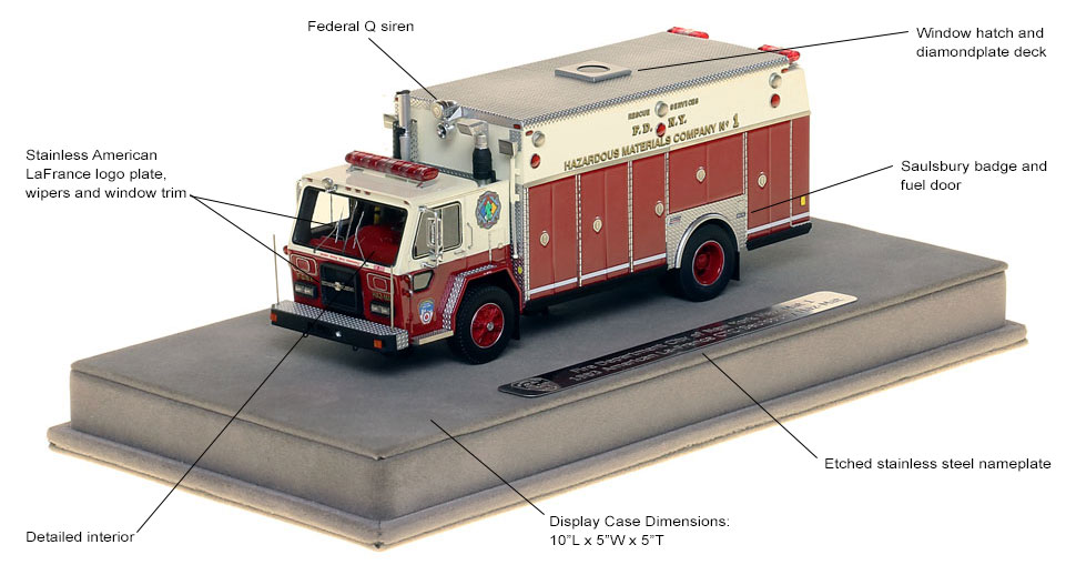 Features and specs of 1983 FDNY Haz-Mat 1 scale model