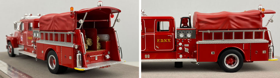 Closeup pictures 3-4 of the FDNY's 1969 Mack R Salvage 4 scale model