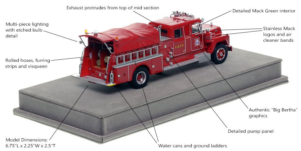 Specs and Features of FDNY's 1969 Mack R Salvage 4 scale model