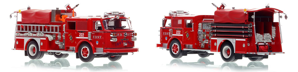 FDNY's 1980 Engine 222 scale model is hand-crafted and intricately detailed.