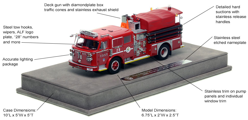Features and Specs of FDNY's 1980 American LaFrance Engine 28 scale model