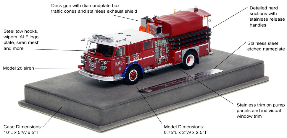 Features and Specs of FDNY's 1980 American LaFrance Engine 280 scale model