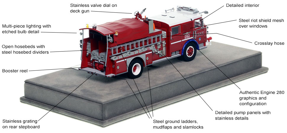 Specs and features of FDNY's 1980 American LaFrance Engine 280 scale model