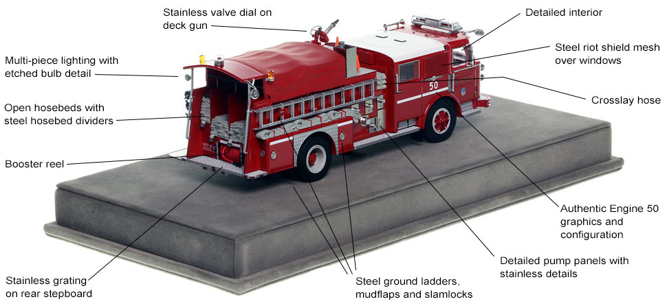 Specs and features of FDNY's 1980 American LaFrance Engine 50 scale model