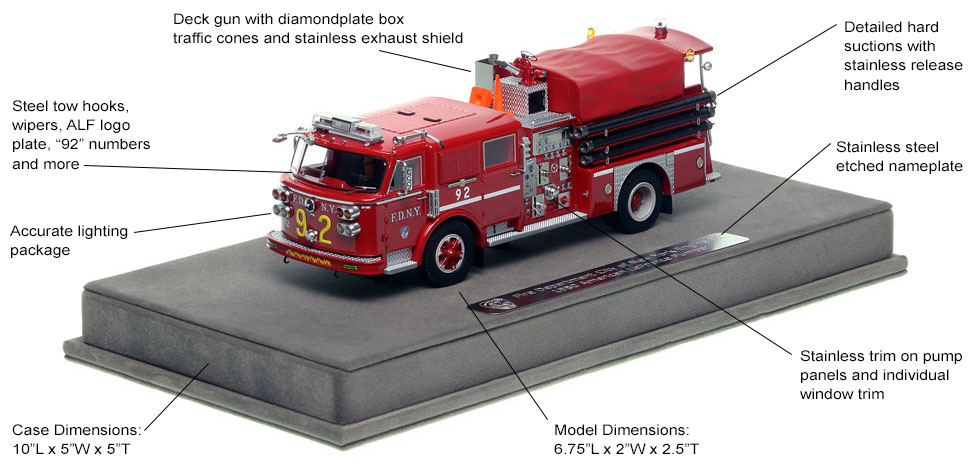 Features and Specs of FDNY's 1980 American LaFrance Engine 92 scale model