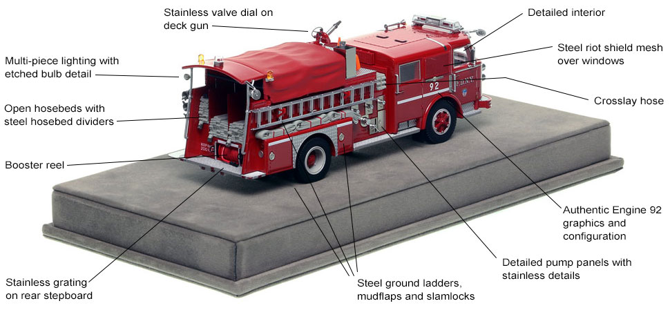 Specs and features of FDNY's 1980 American LaFrance Engine 92 scale model