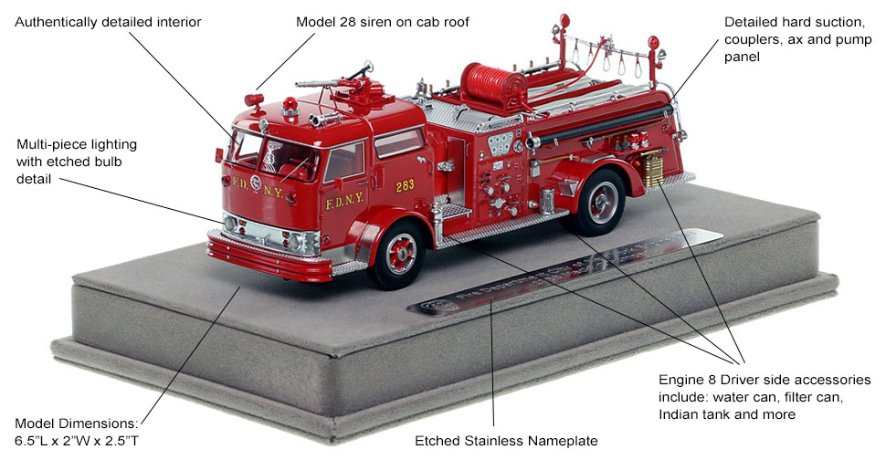 Features and Specs of FDNY's 1958 Mack C Engine 283 scale model