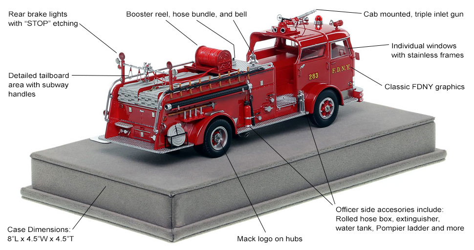 Specs and Features of FDNY's 1958 Mack C Engine 283 scale model