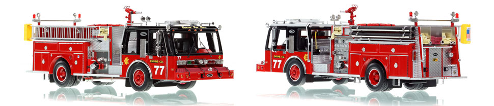 Chicago E-One Hurricane Engine 77 scale model is hand-crafted and intricately detailed.