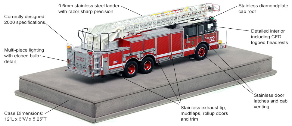 Specs and features of Chicago's 2000 Pierce Truck 52 scale model