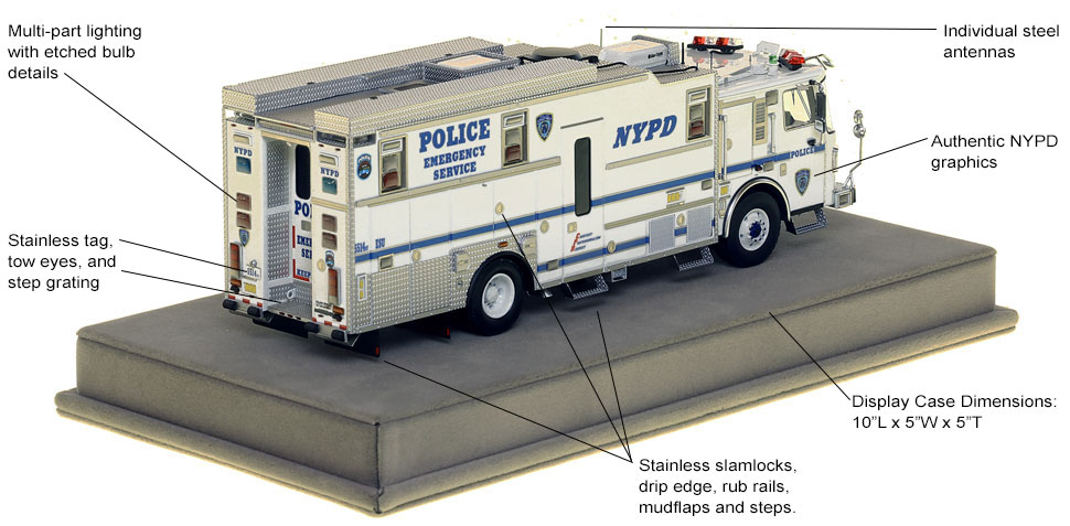 Specs and Features of NYPD ESS Truck 14 Haz-Mat Command scale model