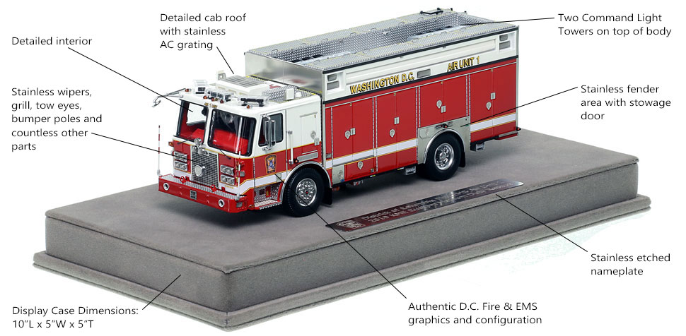 Features and Specs of DC Fire and EMS KME Air Unit 1 scale model