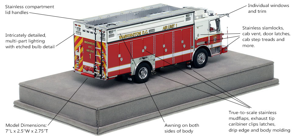 Specs and Features of DC Fire and EMS KME Air Unit 1 scale model