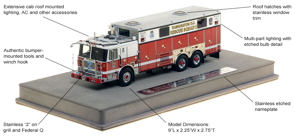 Features and Specs of DC Fire and EMS Rescue 2 scale model