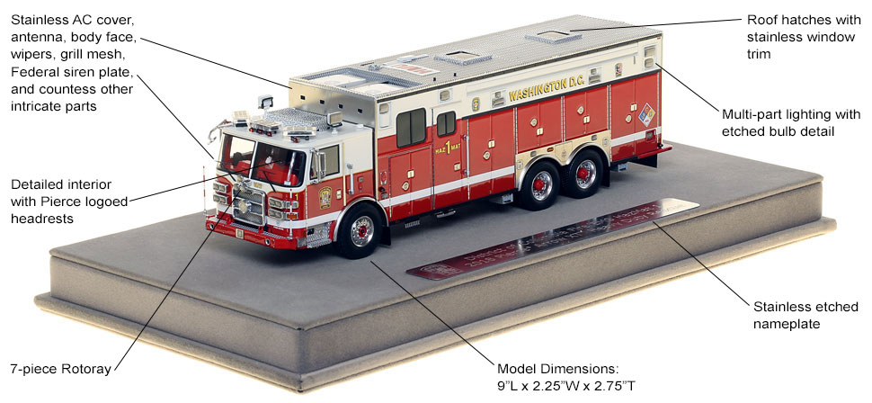Features and Specs of DC Fire and EMS HazMat 1 scale model