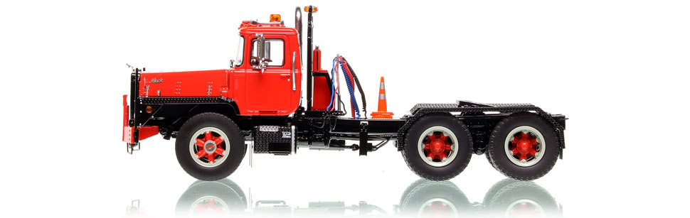 1:50 scale Mack DM 800 Tandem Axle Tractor in Red over Black