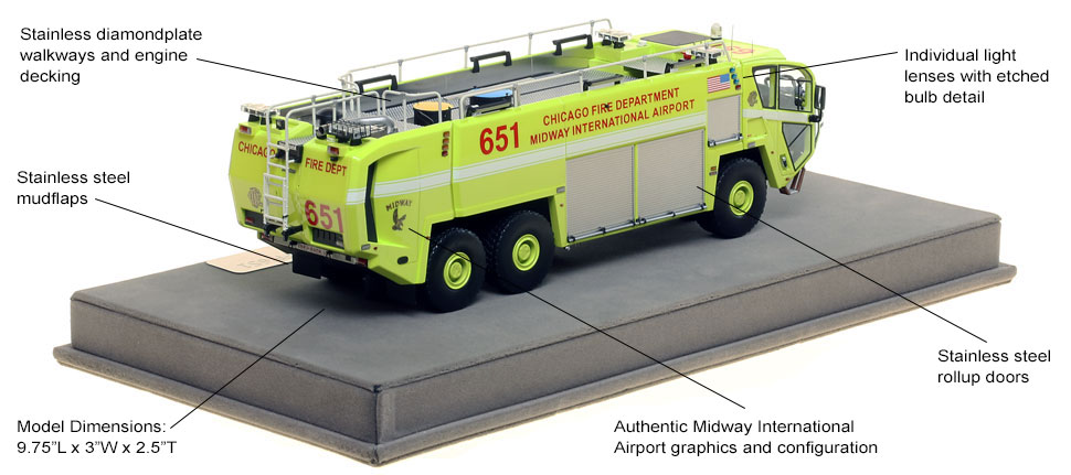 Specs and Features of Chicago Midway ARFF 651 scale model