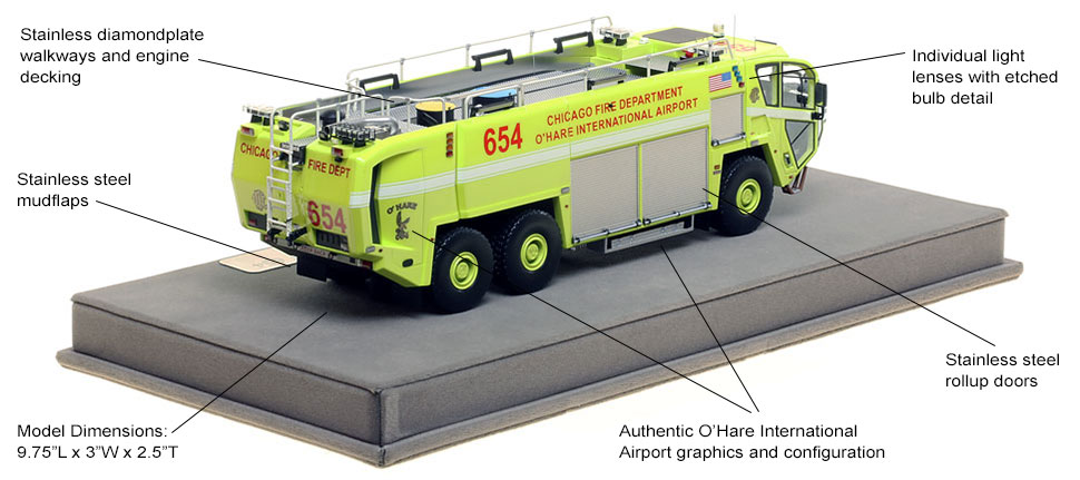Specs and Features of Chicago O'Hare ARFF 654 scale model