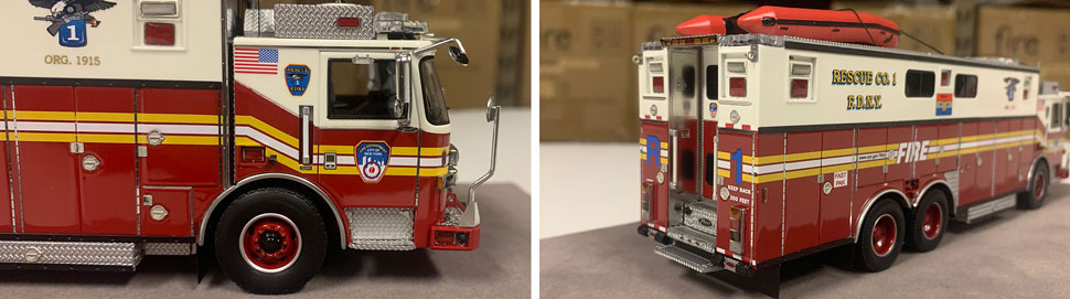 Closeup pictures 5-6 of the FDNY Rescue 1 scale model