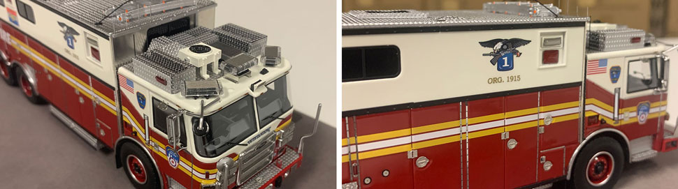 Closeup pictures 7-8 of the FDNY Rescue 1 scale model