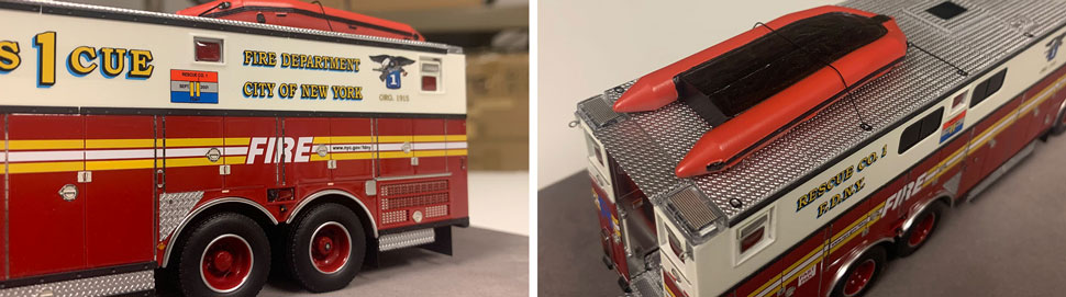 Closeup pictures 9-10 of the FDNY Rescue 1 scale model