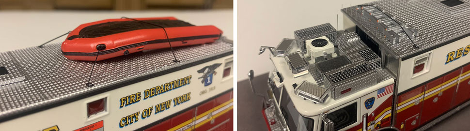 Closeup pictures 13-14 of the FDNY Rescue 1 scale model