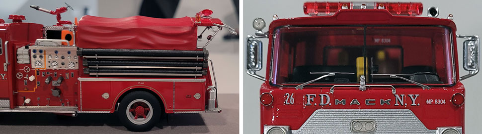Close up images 11-12 of FDNY 1983 Mack CF Engine 26 scale model