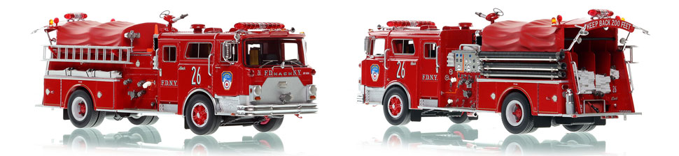 FDNY Engine 26 scale model is hand-crafted and intricately detailed.