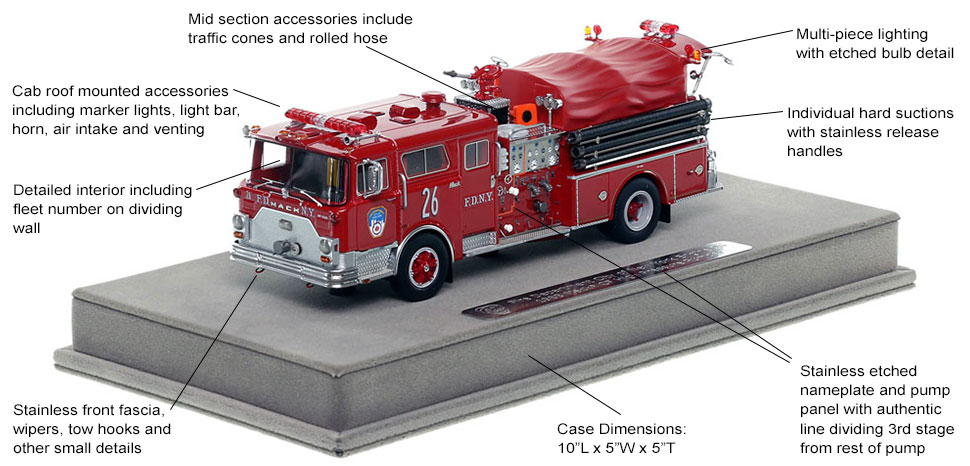 Features and Specs of FDNY's 1983 Mack CF Engine 26 scale model