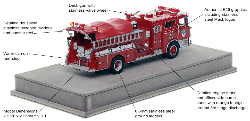 Specs and Features of FDNY's 1983 Mack CF Engine 26 scale model