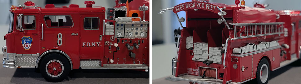 Close up images 7-8 of FDNY 1983 Mack CF Engine 8 scale model